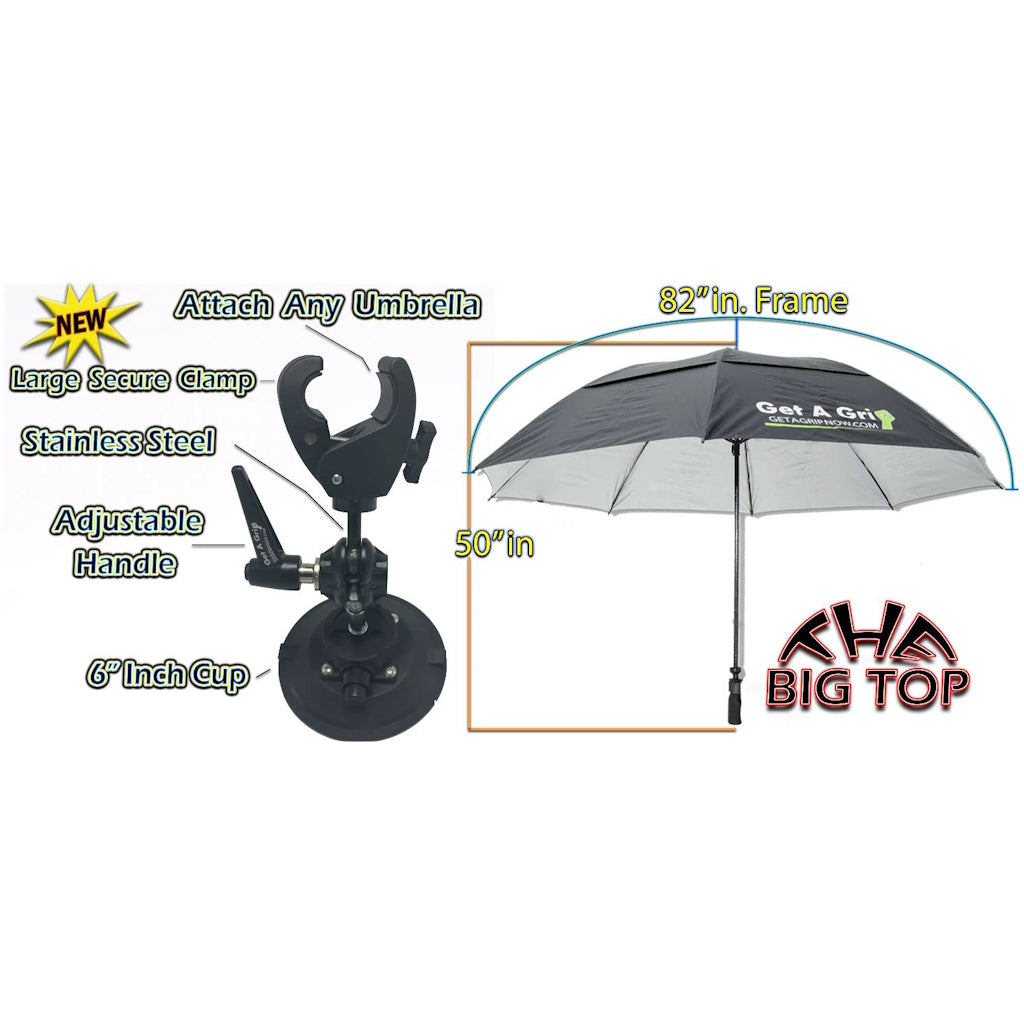 Get A Grip 80in Umbrella Pdr Shade - Fiberglass Umbrella With Billet Adjustable Pivot Mount 6in cup