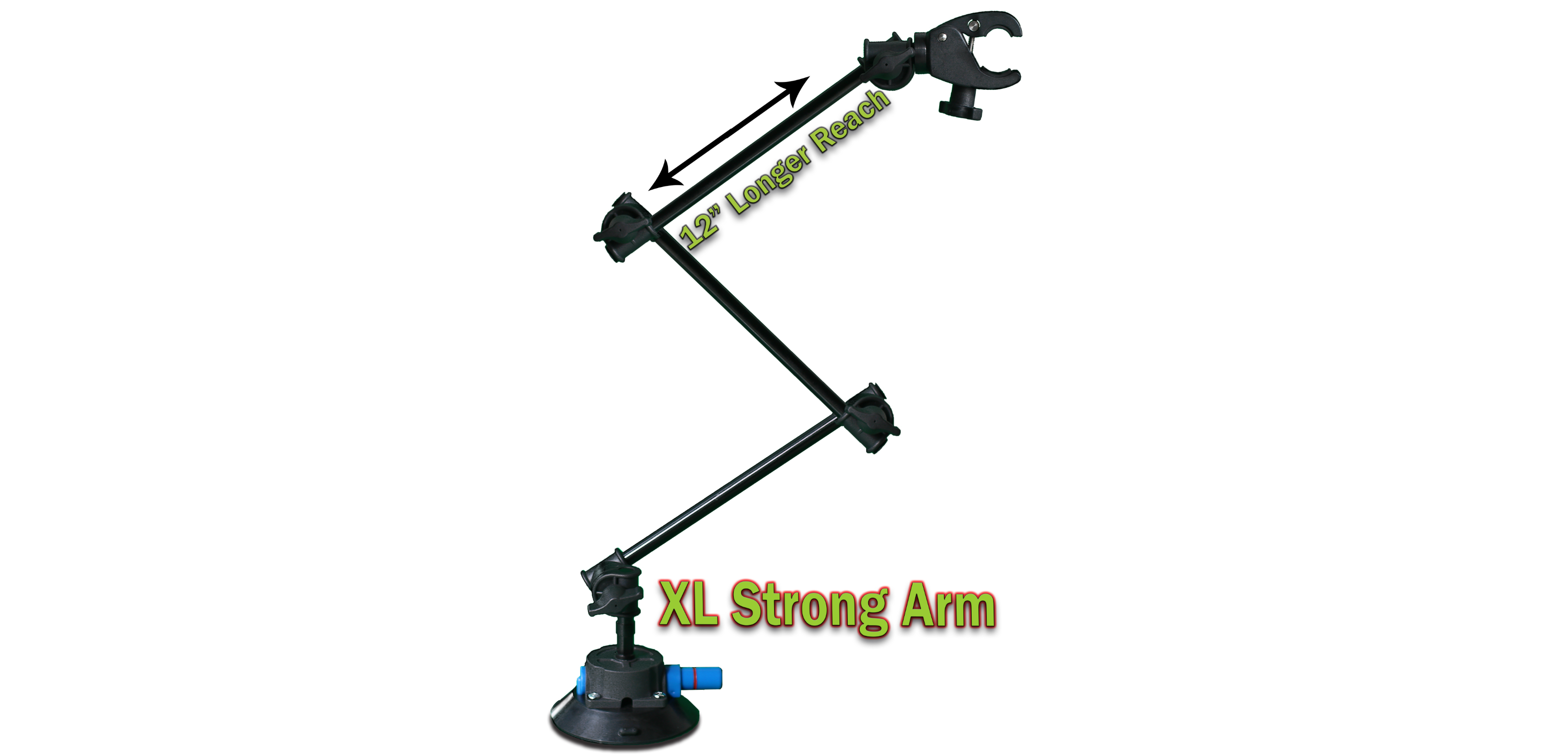 Get A Grip - Strong Arm XL heat gun arm - Adjustable with Clamp and 4-1/2 inch suction cup - arm extends to 36in