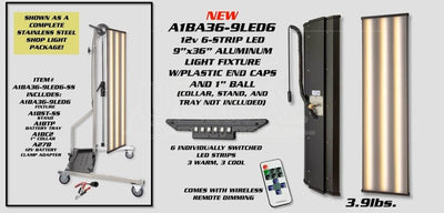 Ultra Vision 36in LED portable shop light with Stainless Stand - 6 LED strips