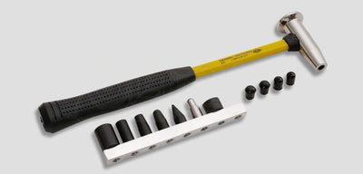 Balanced body hammer with 9 plastic screw-on attachments, A44TH